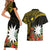 Gold Nauru Couples Matching Short Sleeve Bodycon Dress and Hawaiian Shirt Naoero Map With Polynesian Tropical Flowers