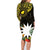 Gold Nauru Family Matching Long Sleeve Bodycon Dress and Hawaiian Shirt Naoero Map With Polynesian Tropical Flowers