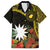 Gold Nauru Family Matching Puletasi and Hawaiian Shirt Naoero Map With Polynesian Tropical Flowers