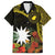 Gold Nauru Family Matching Short Sleeve Bodycon Dress and Hawaiian Shirt Naoero Map With Polynesian Tropical Flowers