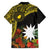 Gold Nauru Hawaiian Shirt Naoero Map With Polynesian Tropical Flowers