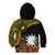 Gold Nauru Kid Hoodie Naoero Map With Polynesian Tropical Flowers