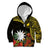 Gold Nauru Kid Hoodie Naoero Map With Polynesian Tropical Flowers