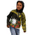 Gold Nauru Kid Hoodie Naoero Map With Polynesian Tropical Flowers