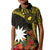 Gold Nauru Kid Polo Shirt Naoero Map With Polynesian Tropical Flowers