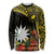 Gold Nauru Long Sleeve Shirt Naoero Map With Polynesian Tropical Flowers