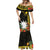 Gold Nauru Mermaid Dress Naoero Map With Polynesian Tropical Flowers