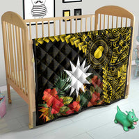 Gold Nauru Quilt Naoero Map With Polynesian Tropical Flowers LT14 - Polynesian Pride