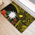 Gold Nauru Rubber Doormat Naoero Map With Polynesian Tropical Flowers