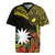 Gold Nauru Rugby Jersey Naoero Map With Polynesian Tropical Flowers