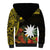 Gold Nauru Sherpa Hoodie Naoero Map With Polynesian Tropical Flowers