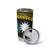 Gold Nauru Tumbler Cup Naoero Map With Polynesian Tropical Flowers LT14 - Polynesian Pride