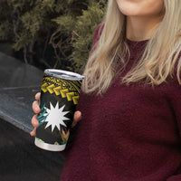 Gold Nauru Tumbler Cup Naoero Map With Polynesian Tropical Flowers LT14 - Polynesian Pride