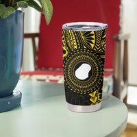 Gold Nauru Tumbler Cup Naoero Map With Polynesian Tropical Flowers LT14 - Polynesian Pride