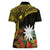 Gold Nauru Women Polo Shirt Naoero Map With Polynesian Tropical Flowers