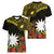 Gold Nauru Women V-Neck T-Shirt Naoero Map With Polynesian Tropical Flowers