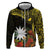 Gold Nauru Zip Hoodie Naoero Map With Polynesian Tropical Flowers