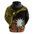 Gold Nauru Zip Hoodie Naoero Map With Polynesian Tropical Flowers