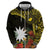 Gold Nauru Zip Hoodie Naoero Map With Polynesian Tropical Flowers