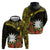 Gold Nauru Zip Hoodie Naoero Map With Polynesian Tropical Flowers