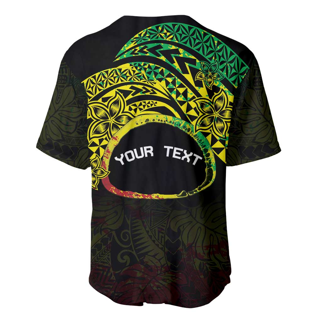 Personalised Nukuoro Atoll Baseball Jersey Polynesian Tattoo Curves Reggae Version LT14 - Polynesian Pride