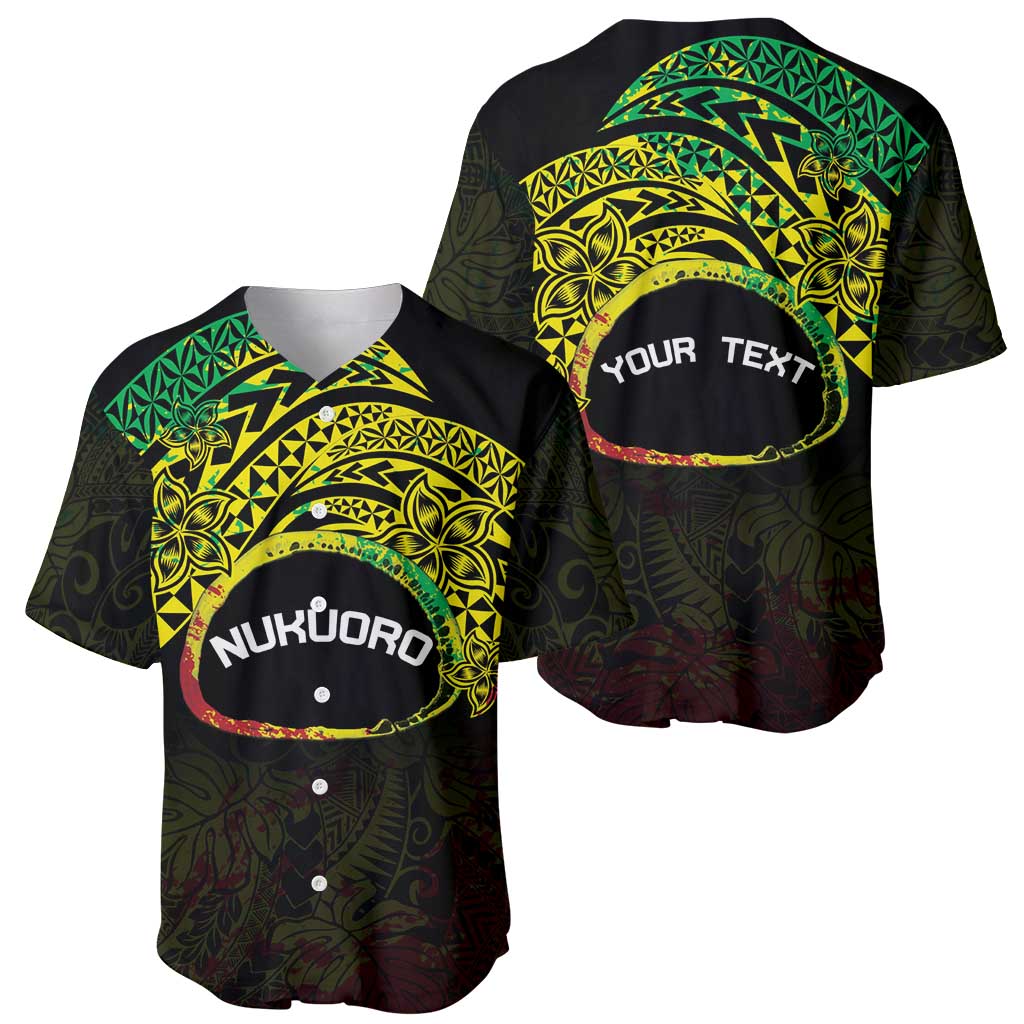 Personalised Nukuoro Atoll Baseball Jersey Polynesian Tattoo Curves Reggae Version LT14 - Polynesian Pride