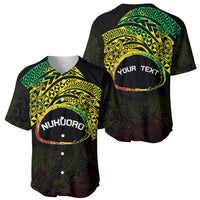 Personalised Nukuoro Atoll Baseball Jersey Polynesian Tattoo Curves Reggae Version LT14 - Polynesian Pride