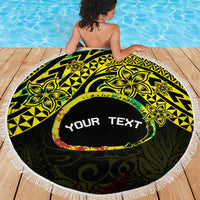 Personalised Nukuoro Atoll Beach Blanket Polynesian Tattoo Curves Reggae Version LT14 - Polynesian Pride