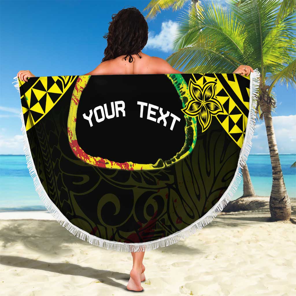 Personalised Nukuoro Atoll Beach Blanket Polynesian Tattoo Curves Reggae Version LT14 - Polynesian Pride