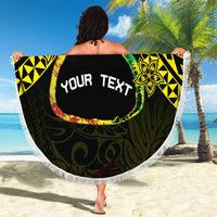 Personalised Nukuoro Atoll Beach Blanket Polynesian Tattoo Curves Reggae Version LT14 - Polynesian Pride