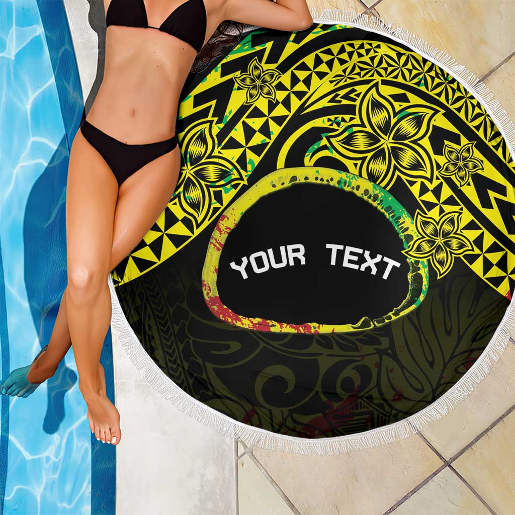 Personalised Nukuoro Atoll Beach Blanket Polynesian Tattoo Curves Reggae Version LT14 - Polynesian Pride