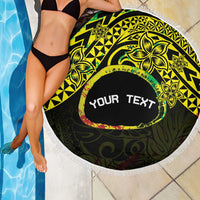 Personalised Nukuoro Atoll Beach Blanket Polynesian Tattoo Curves Reggae Version LT14 - Polynesian Pride