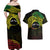 Personalised Nukuoro Atoll Couples Matching Off Shoulder Maxi Dress and Hawaiian Shirt Polynesian Tattoo Curves Reggae Version