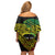 Personalised Nukuoro Atoll Family Matching Off Shoulder Short Dress and Hawaiian Shirt Polynesian Tattoo Curves Reggae Version