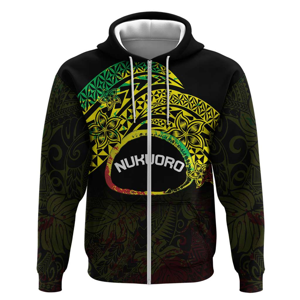Personalised Nukuoro Atoll Hoodie Polynesian Tattoo Curves Reggae Version LT14 Zip Hoodie Reggae - Polynesian Pride