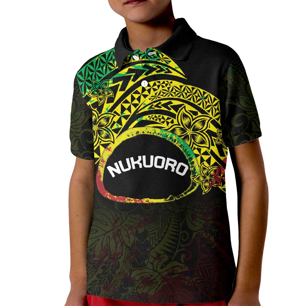 Personalised Nukuoro Atoll Kid Polo Shirt Polynesian Tattoo Curves Reggae Version LT14 Kid Reggae - Polynesian Pride