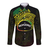 Personalised Nukuoro Atoll Long Sleeve Button Shirt Polynesian Tattoo Curves Reggae Version LT14 Unisex Reggae - Polynesian Pride