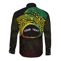 Personalised Nukuoro Atoll Long Sleeve Button Shirt Polynesian Tattoo Curves Reggae Version LT14 - Polynesian Pride