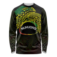 Personalised Nukuoro Atoll Long Sleeve Shirt Polynesian Tattoo Curves Reggae Version LT14 Unisex Reggae - Polynesian Pride