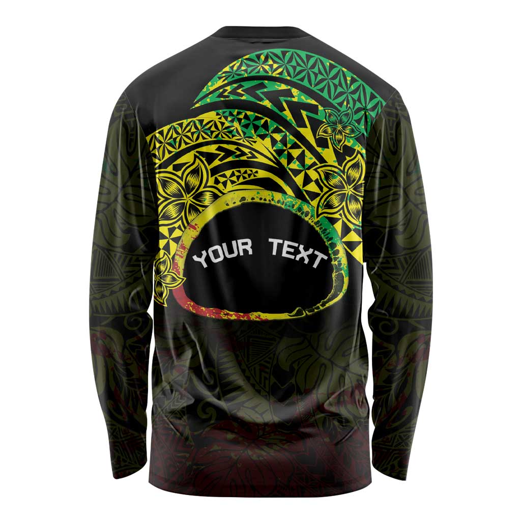 Personalised Nukuoro Atoll Long Sleeve Shirt Polynesian Tattoo Curves Reggae Version LT14 - Polynesian Pride