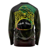 Personalised Nukuoro Atoll Long Sleeve Shirt Polynesian Tattoo Curves Reggae Version LT14 - Polynesian Pride
