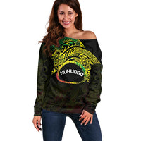 Personalised Nukuoro Atoll Off Shoulder Sweater Polynesian Tattoo Curves Reggae Version LT14 Women Reggae - Polynesian Pride