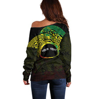 Personalised Nukuoro Atoll Off Shoulder Sweater Polynesian Tattoo Curves Reggae Version LT14 - Polynesian Pride