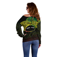 Personalised Nukuoro Atoll Off Shoulder Sweater Polynesian Tattoo Curves Reggae Version LT14 - Polynesian Pride