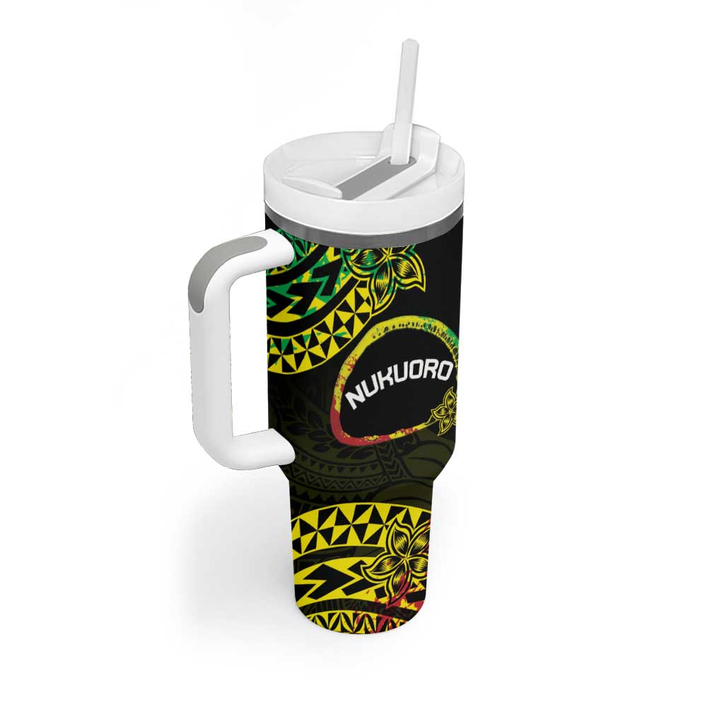 Personalised Nukuoro Atoll Tumbler With Handle Polynesian Tattoo Curves Reggae Version LT14 - Polynesian Pride