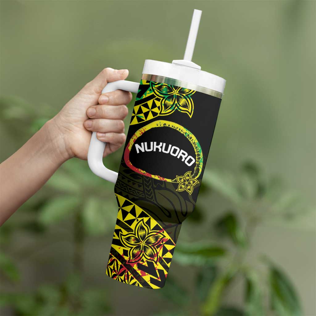 Personalised Nukuoro Atoll Tumbler With Handle Polynesian Tattoo Curves Reggae Version LT14 - Polynesian Pride