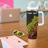 Personalised Nukuoro Atoll Tumbler With Handle Polynesian Tattoo Curves Reggae Version LT14 - Polynesian Pride