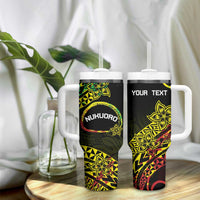 Personalised Nukuoro Atoll Tumbler With Handle Polynesian Tattoo Curves Reggae Version LT14 - Polynesian Pride