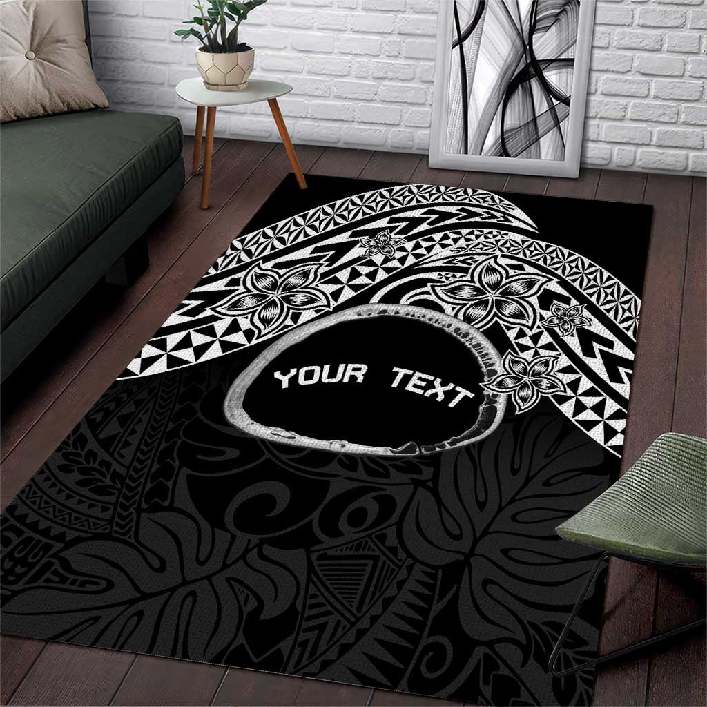 Personalised Pohnpei Nukuoro Micronesia Area Rug Polynesian Tattoo Curves Black Version LT14 Black - Polynesian Pride