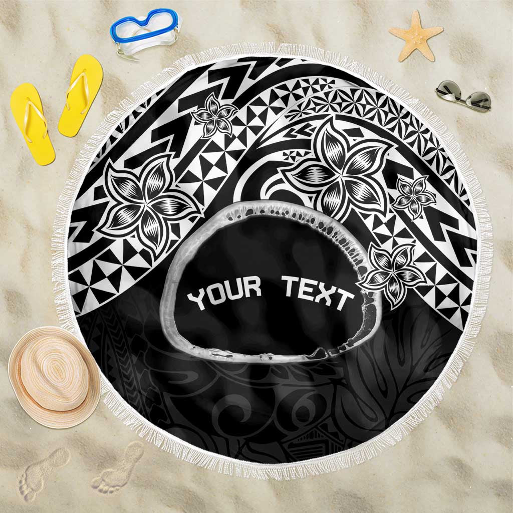 Personalised Pohnpei Nukuoro Micronesia Beach Blanket Polynesian Tattoo Curves Black Version LT14 One Size 150cm Black - Polynesian Pride